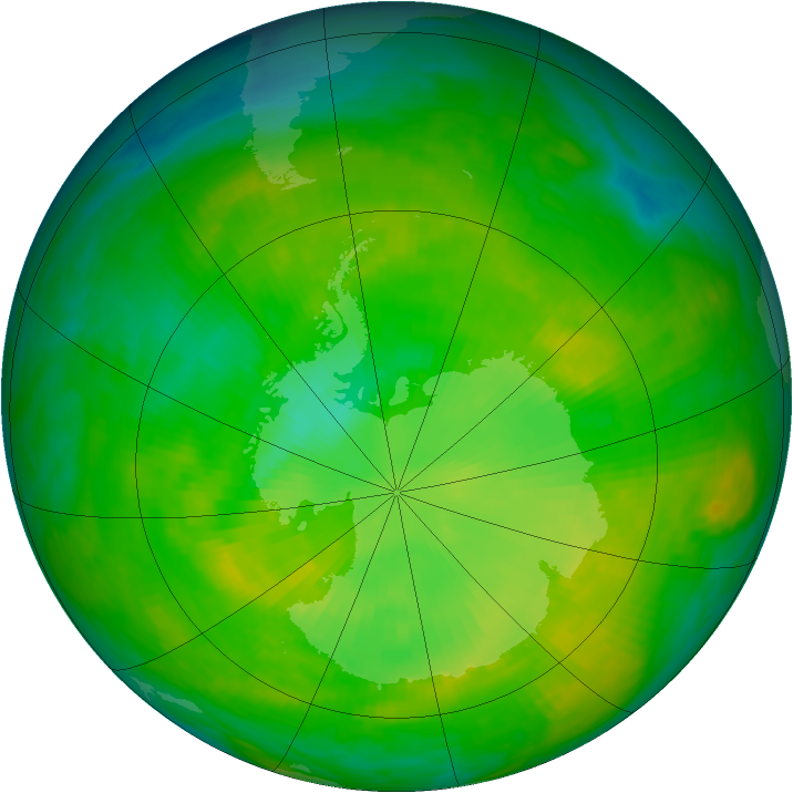 Antarctic ozone map for 09 December 1982